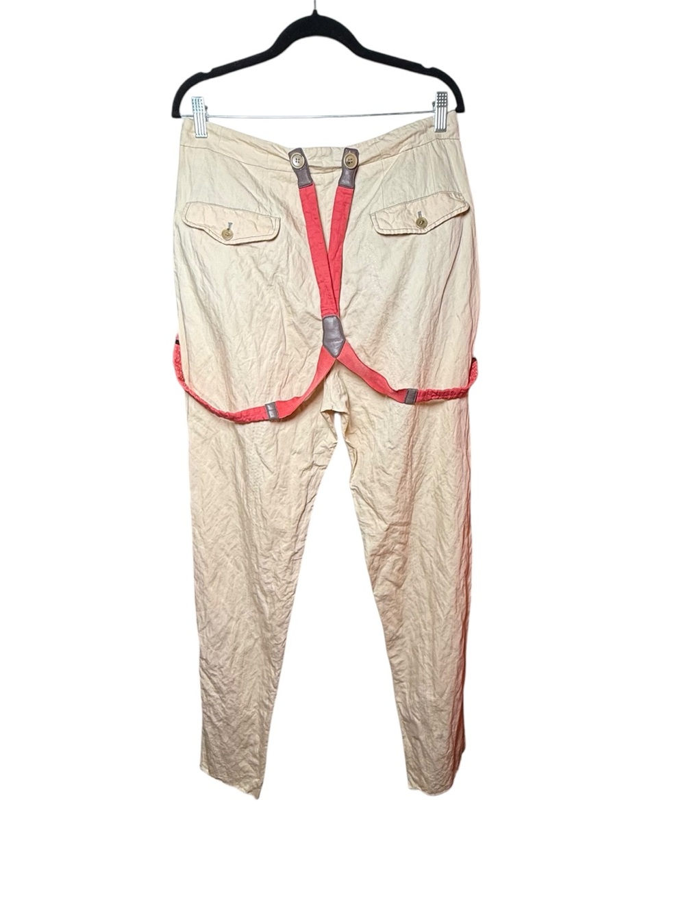 Giorgio Armani Linen Trousers with Red Suspenders
